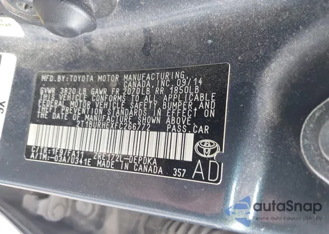 2015 Toyota Corolla L z USA, uszkodzony, nr VIN 2T1BURHEXFC266772